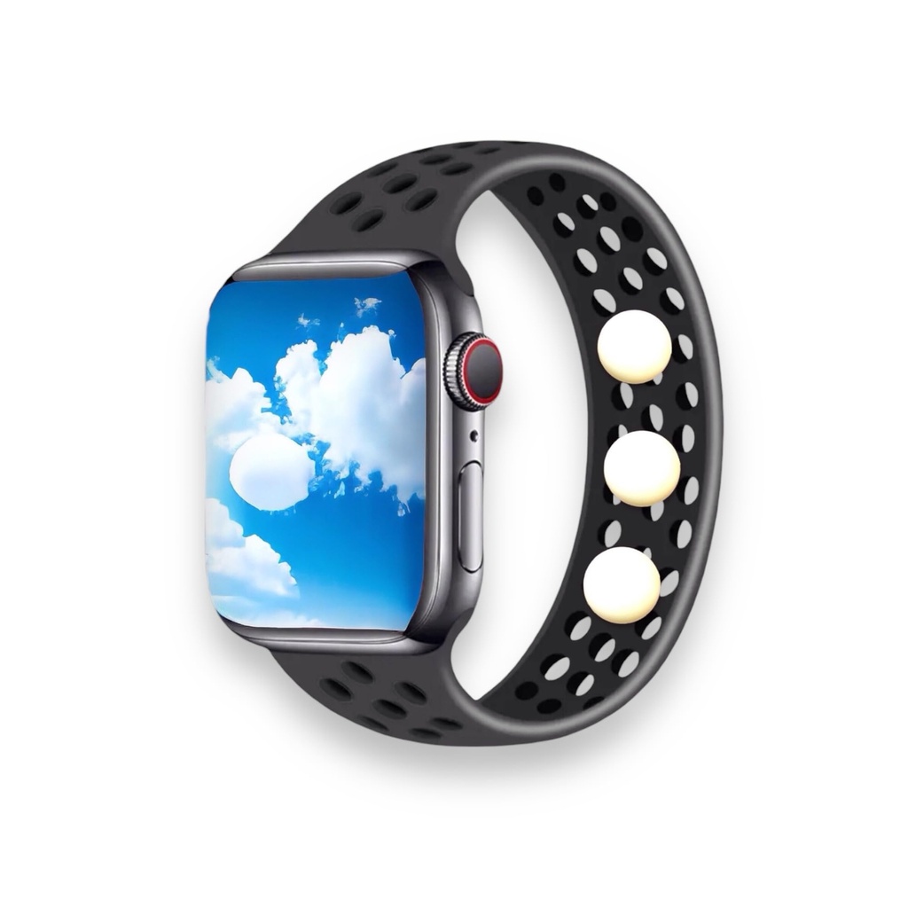 Acupressure Watch Band for Stress, Focus, Motion Sickness & Sleep – Natural Calming Support – Waterproof Silicone Solo Loop – Compatible with Apple Watch (Medium 38/41)