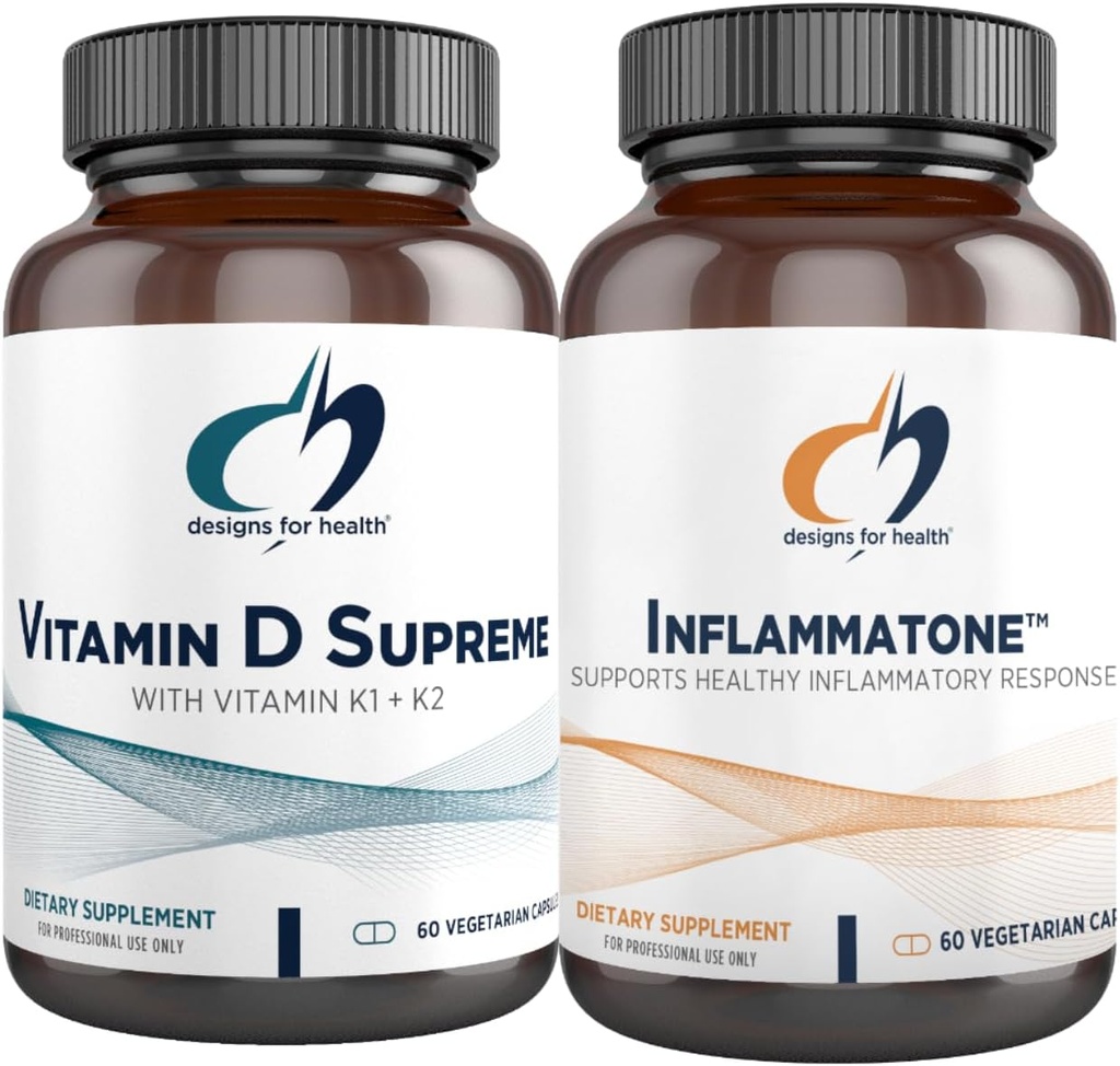 Σχέδια για την Υγεία Βιταμίνη D Supreme + Inflammatone Bundle - Βιταμίνη D3 5000 IU + 2000mcg Βιταμίνη K με ένα ένζυμο Βοτανική Μείγμα για την Προώθηση Υγιούς Φλεγμονώδης Ανταπόκριση - 2 Προϊόντα
