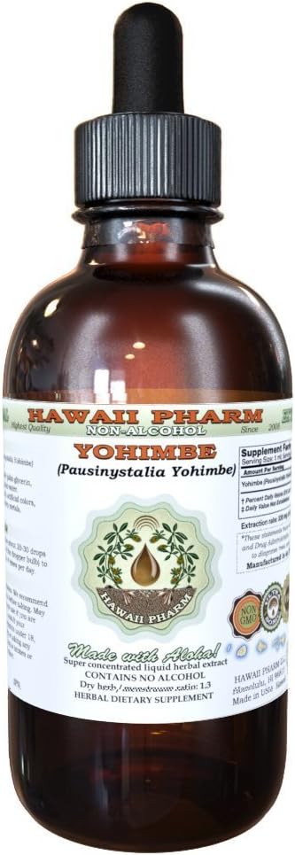 Hawaii Pharm Yohimbe Υγρό Εκχύλισμα Χωρίς Αλκοόλ, Υγρό Yohimbe (Pausinystalia Yohimbe) Αποξηραμένο Μπαρκ Γλυκερίτης Φυσικό συμπλήρωμα βοτάνων, ΗΠΑ 4 fl.oz