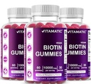 Vitamatic Biotin Gummies 10.000 mcg για ισχυρότερα μαλλιά, δέρμα & νύχια - 60 Vegan Gummies - Επίσης ονομάζεται βιταμίνη B7 (3 μπουκάλια)