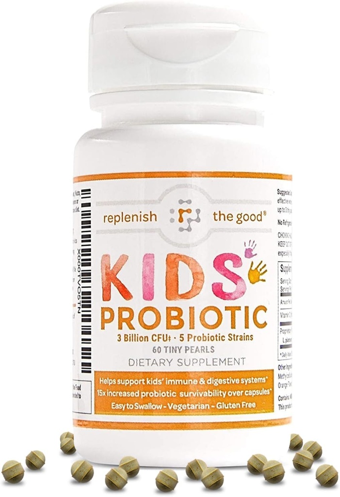 Παιδικά Vegan Probiotics, 60 Tiny Pearls - Αντιβιοτική αποκατάσταση - Βοηθά στην υποστήριξη του ανοσοποιητικού & Digestive σύστημα παιδιών - 15x πιο αποτελεσματική από Gummies - Χωρίς ζάχαρη, εύκολο να καταπιούν