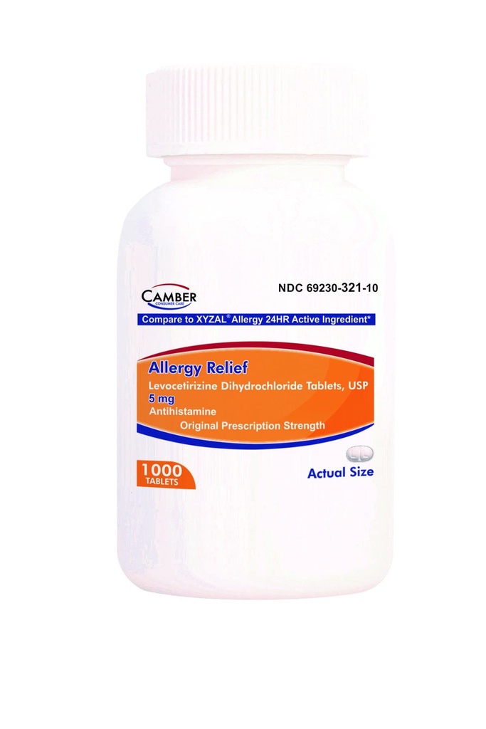 Camber Consumer Care Levocetirizine Dihydrochloride 5mg Antihistamine Tablets, 24 Hour Allergy Relief Medicine (1000 Count) Family Pack