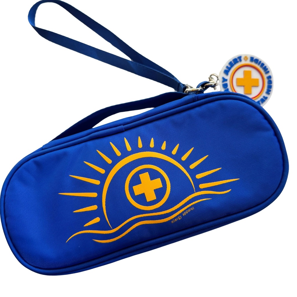 Insulated Epinephrine Carry Case – Blue Sunburst | Fits 2 EpiPen®, Auvi-Q®, Neffy | Compact Allergy Medication Bag