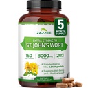 Zazzee Extra Strength St. John’s Wort 20:1 Extract, 8000 mg Strength, 0,3% Hypericin, 150 Vegan Κάψουλες, 5 μήνες προσφοράς, συμπυκνωμένο, Standardized 20X Extract, 100% χορτοφάγοι, μη ΓΤΟ, όλα-φυσικά