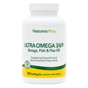 NaturesPlus Ultra Omega 3/6/9 - Borage, Fish & Flax Oil Supplement - 90 Softgels - Gluten Free - 90 Servings