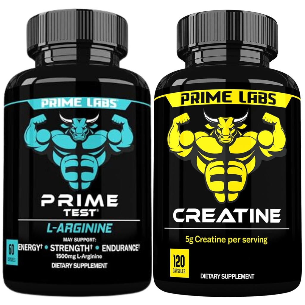 Prime Labs L Arginine (60 ct) + Creatine Capsules (120 ct)
