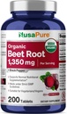 NusaPure Beet Root 1.350 mg 200 Βιολογικά Δισκία (Χορτοφάγα, USDA, Μη ΓΤΟ & Χωρίς Γλουτένη) Μαύρο Πιπέρι