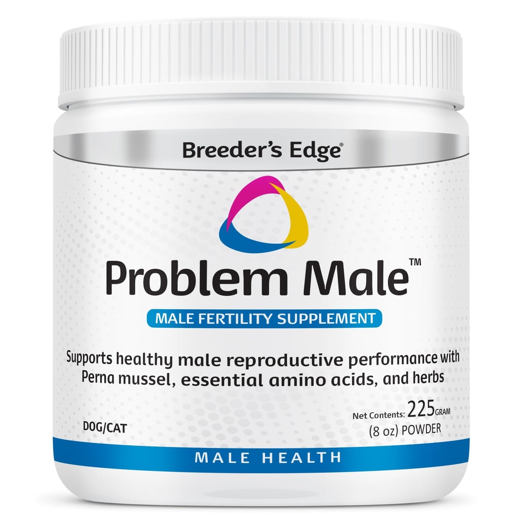 Breeder's Edge Problem Male Powder for Dogs & Cats, Supports reproductive Wellness, Hormone Balance, Libido & Vitality, with Perna Mussel, 225 g