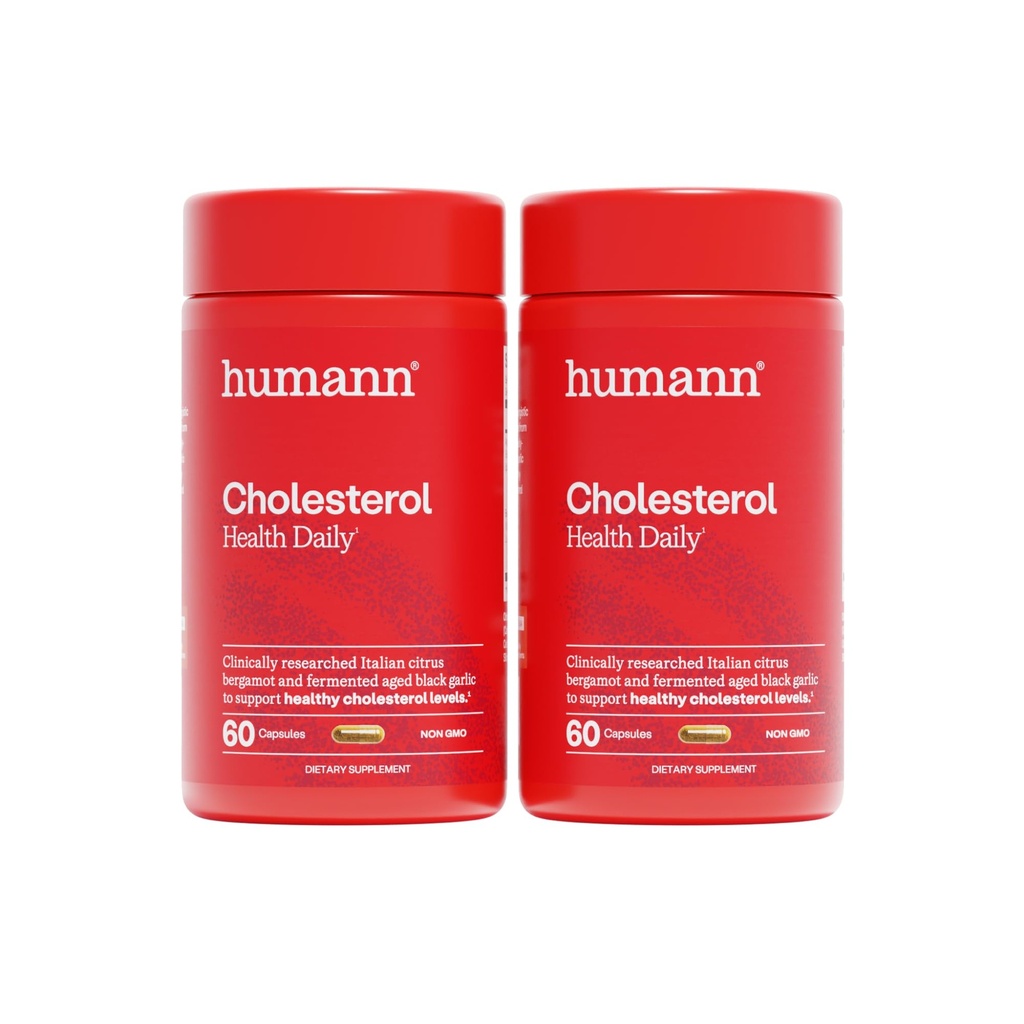 Humann Cholesterol Health Daily, Aged Black Garlic Extract & Citrus Bergamot, Cholesterol & Lipid Support Supplement, 120 Capsules.