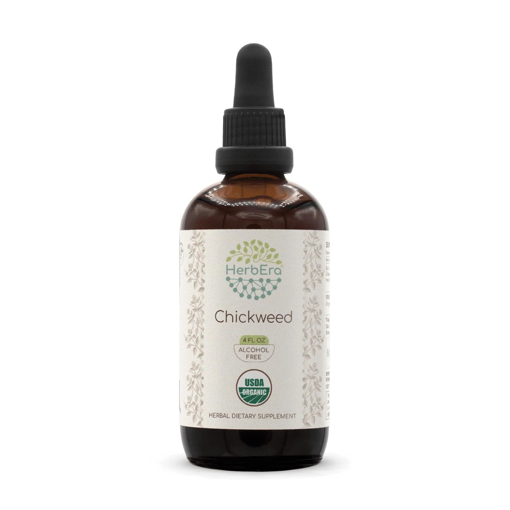 USDA Organic Chickweed Alcohol-Free Liquid Extract Tincture – Skin & Digestive Wellness, Stellaria Media Dried Herb, Cleansing Support, Vegan, Herbal Supplement (4 fl oz)
