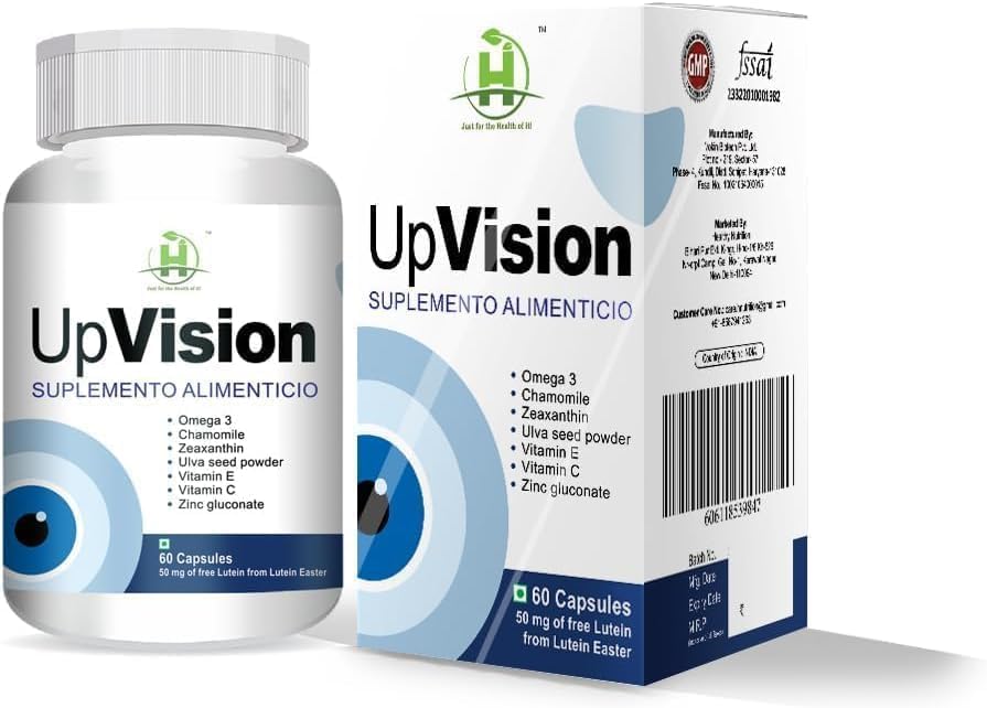 Healthy Upvision Eye Care Supplemnt for Eye Health with Omega-3, Vitamin E, VIT A, VIT C, Lutein, Zeaxanthin, VIT B2 Vegetarian 60 Capsules-Pack of 1
