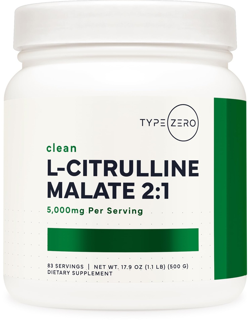 Type Zero Clean L-Citrulline Malate 2:1 Powder Drink Mix (500g, Unflavored) (83 Servings) - Keto Friendly, Gluten Free, Non-GMO