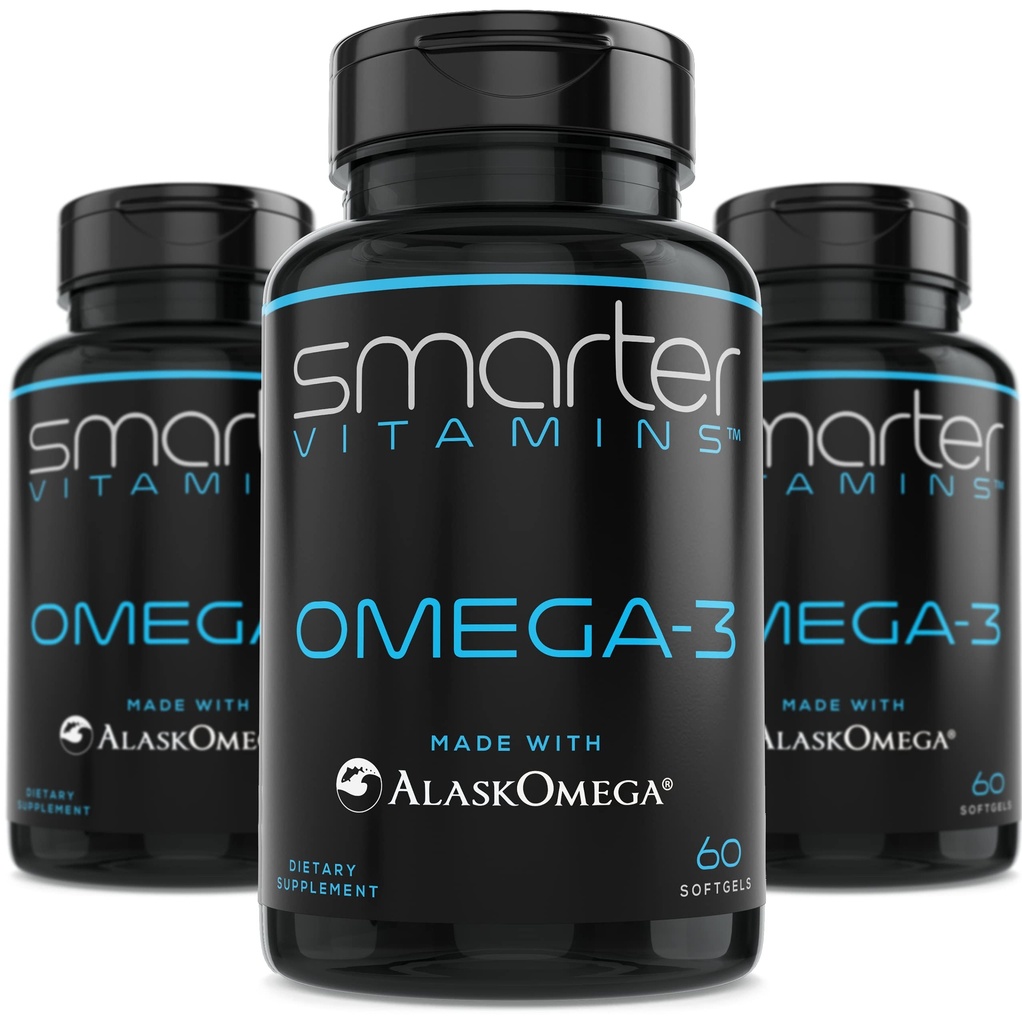 (3 Pack) Smarter Omega 3 Fish Oil, Berry Flavor, Burpless, Άγευστη, 2000mg, DHA EPA τριπλής αντοχής εγκέφαλος, Made with AlaskOmega®