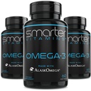 (3 Pack) Smarter Omega 3 Fish Oil, Berry Flavor, Burpless, Άγευστη, 2000mg, DHA EPA τριπλής αντοχής εγκέφαλος, Made with AlaskOmega®