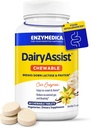 Enzymedica DairyAssist Chewable, 2-in-1 Digestive Enzymes for Dairy, Lactose and Casein Digestion, Fast- Acting Formula for Gas and Bloating Relief, 60 Μασώμενα δισκία