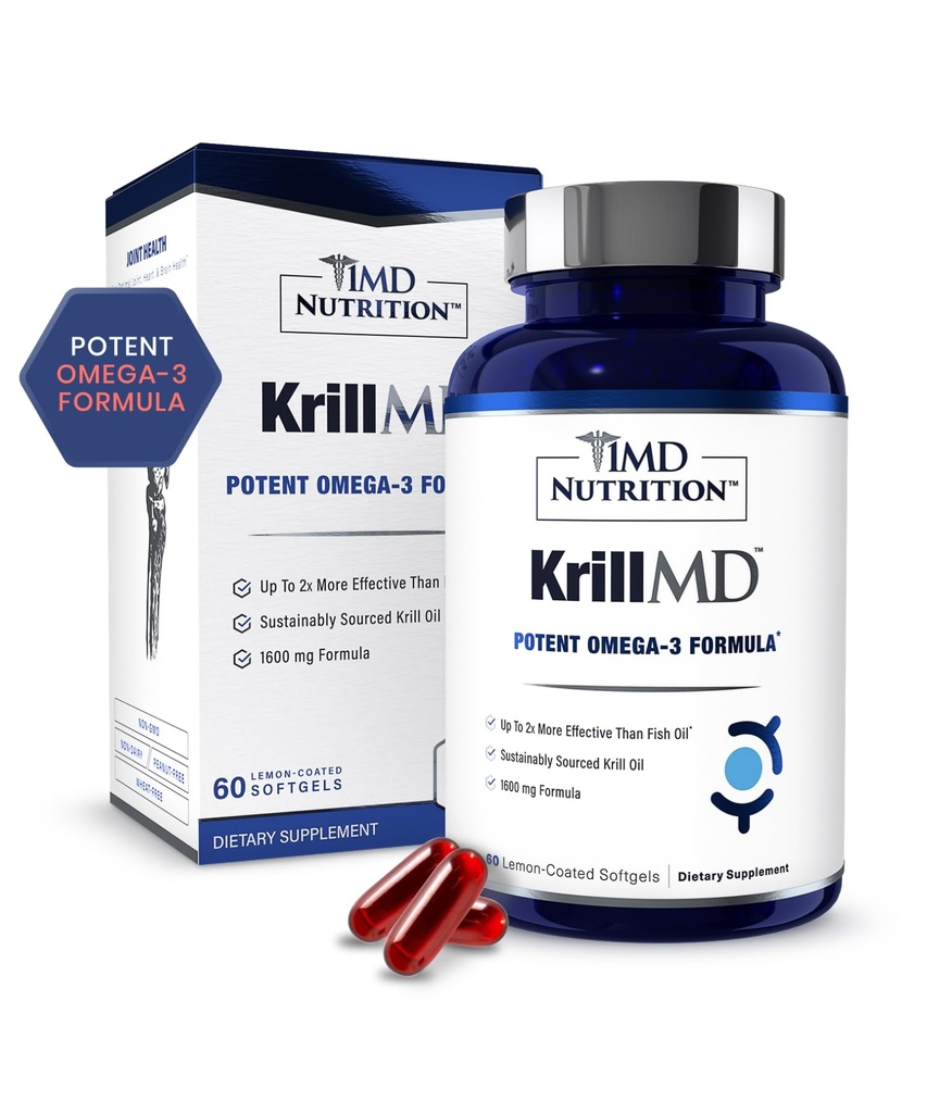 1MD Διατροφή KrillMD - Ανταρκτικής Oil Krill 3 συμπλήρωμα με Ασταξανθίνη, EPA, DHA 