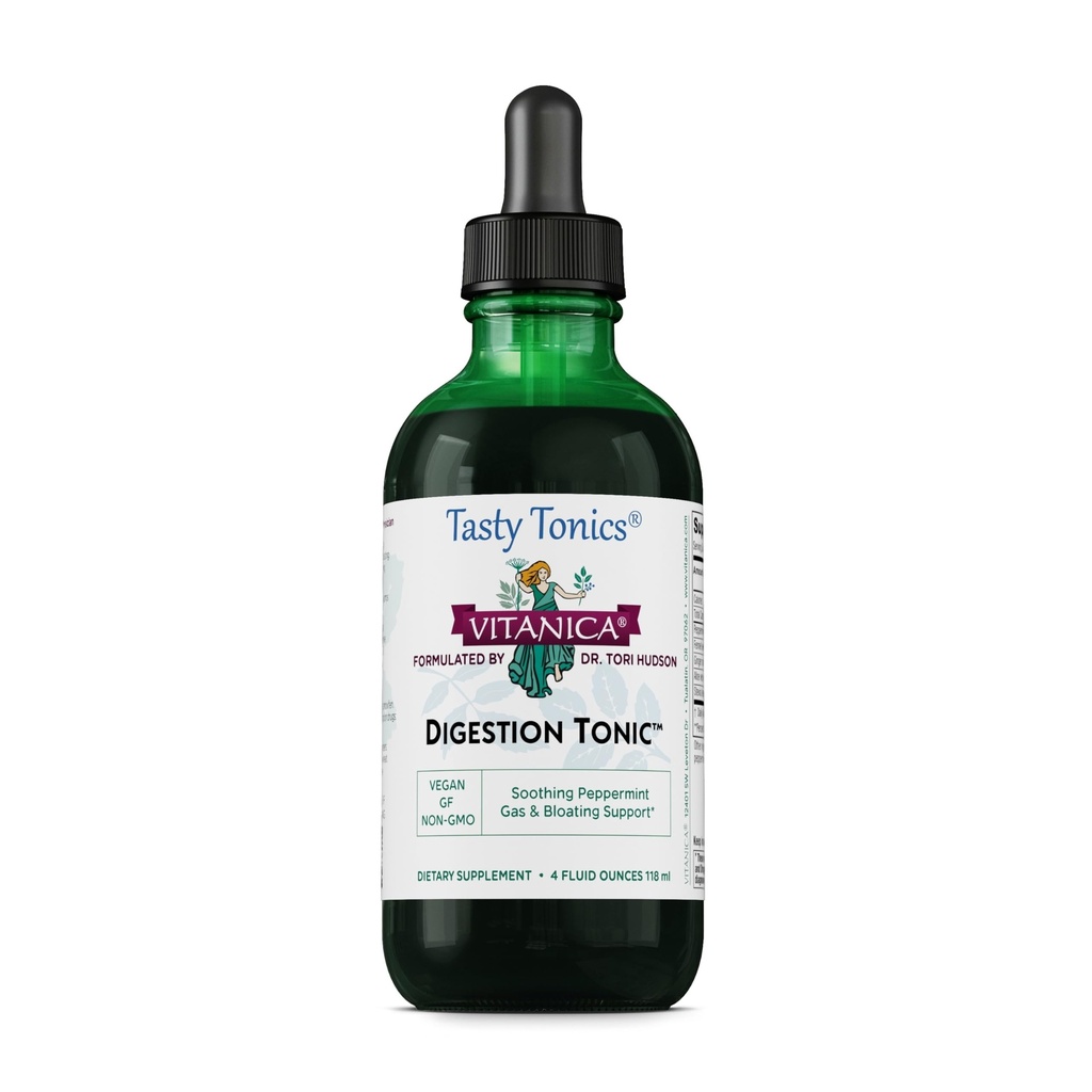 Vitanica Digestion Tonic - Digestion Support Supplement with Aloe Vera & Fennel Seed - Bloating & Gas Relief Support with Mint Leaf and Ginger - Vegan - Alcohol-Free - Peppermint Flavor - 4 fl oz