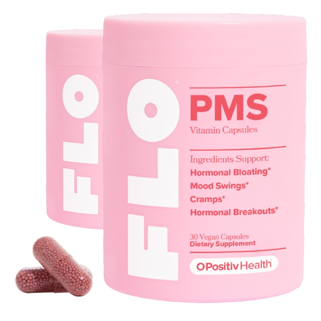 FLO PMS for Hormonal Breakouts, Bloating, Cramps, & Mood – 60-Day Supply