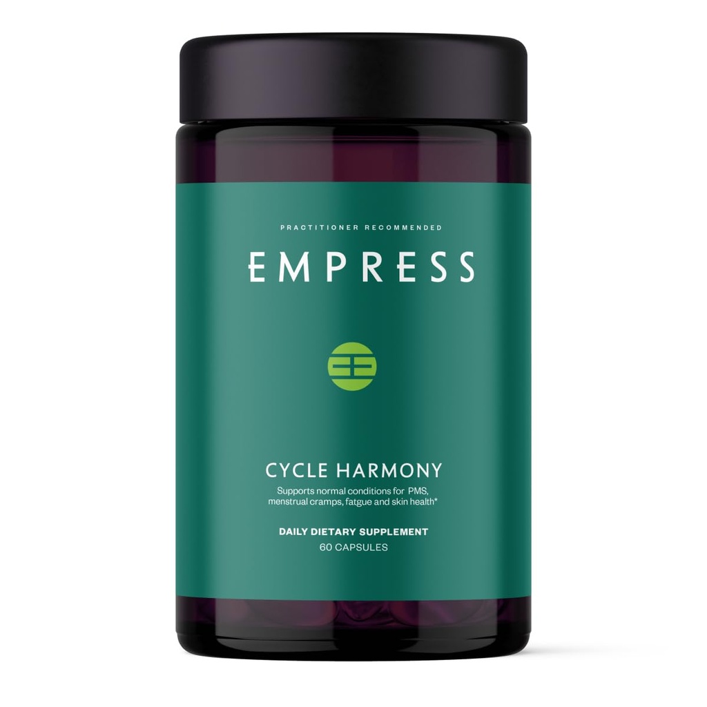 Empress Cycle Harmony Hormone Balance Supplement for Women, TCM Herbal Capsules, Supports PMS Relief, Menstrual Cramps, Bloating, Mood Support, 60 Capsules