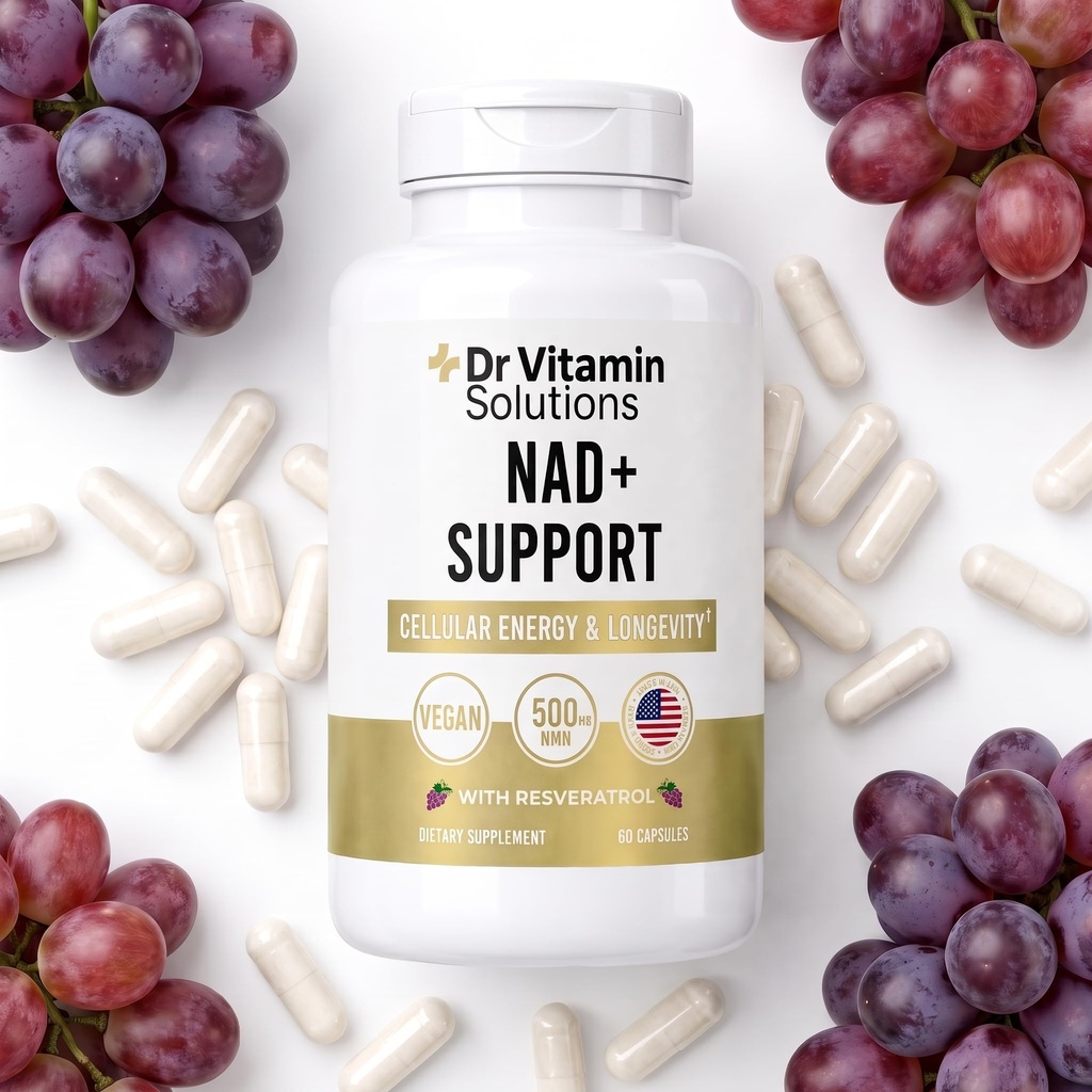 NMN NAD+ Supplement 500mg with Resveratrol, Quercetin, TMG - Anti-Aging | NAD Booster for Cellular Energy and Longevity, for Women and Men, 60 Vegan Capsules (30 Day Supply), Non-GMO, Made in USA