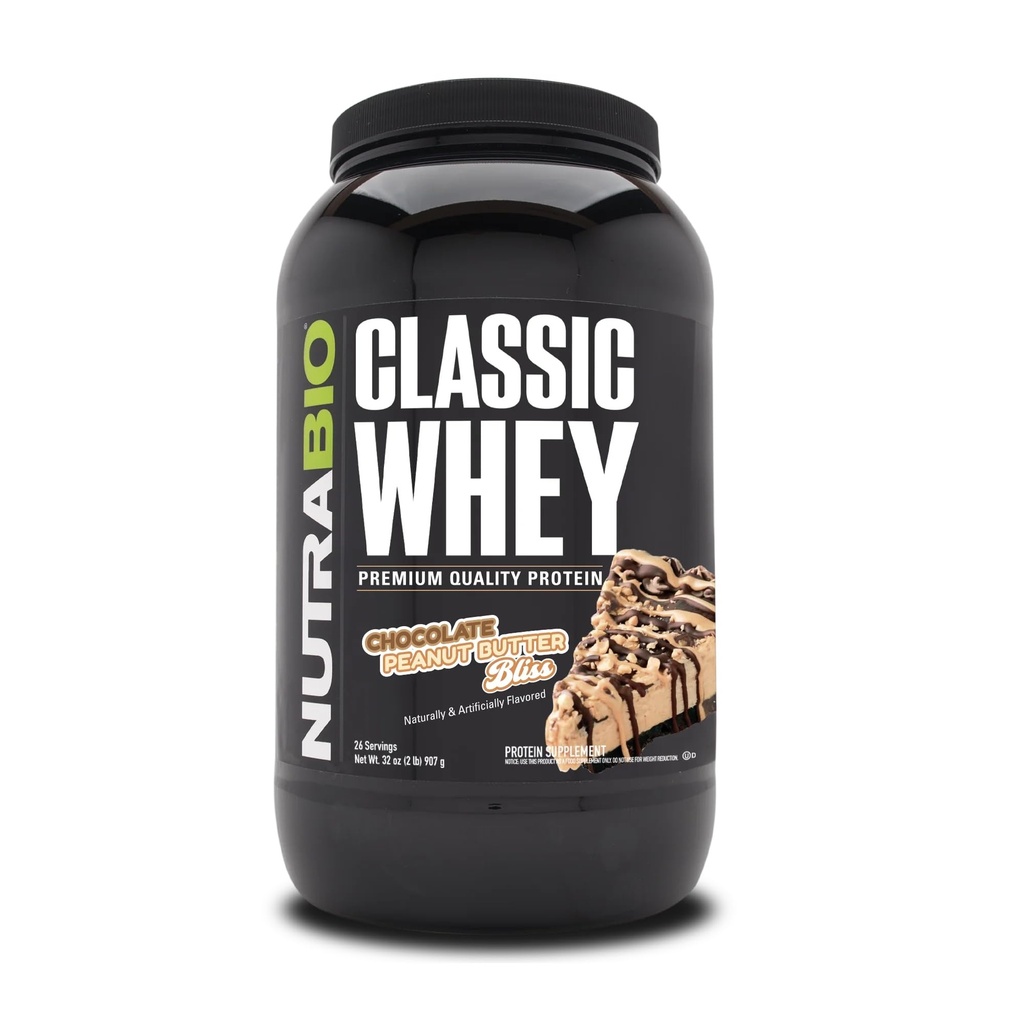 NutraBio Classic Whey Protein Powder- Full-Spectrum Amino Acid Profile - Χωρίς πληρωτικά, τεχνητά χρώματα, συντηρητικά - Χαμηλός γλυκαιμικός δείκτης - (Σοκολικό φυστικοβούτυρο, 2 Λίρες)