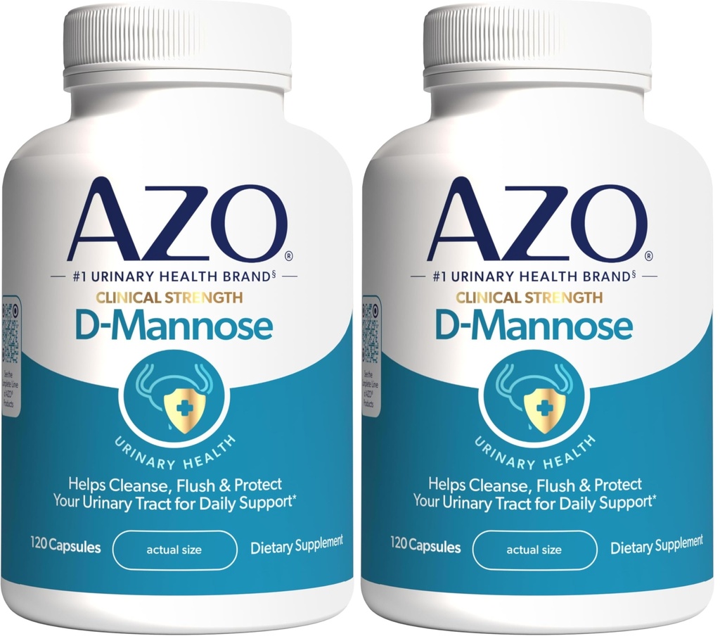 AZO D Mannose Urinary Tract Health, Cleanse, Flush & Protect The Urinary Tract, No.1 Pharmacist Προτεινόμενη Μάρκα, Κλινική Δύναμη, Μη ΓΤΟ, 120 Count (Pack of 2)