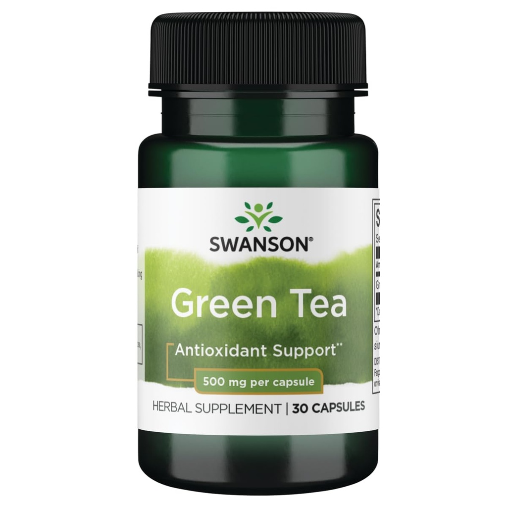 Swanson Green Tea Antioxidant Support 500 mg, 30 Capsules | Contains Antioxidant Polyphenols to Neutralize Free Radicals and Support Energy, Brain, Joint, Heart and Immune Health