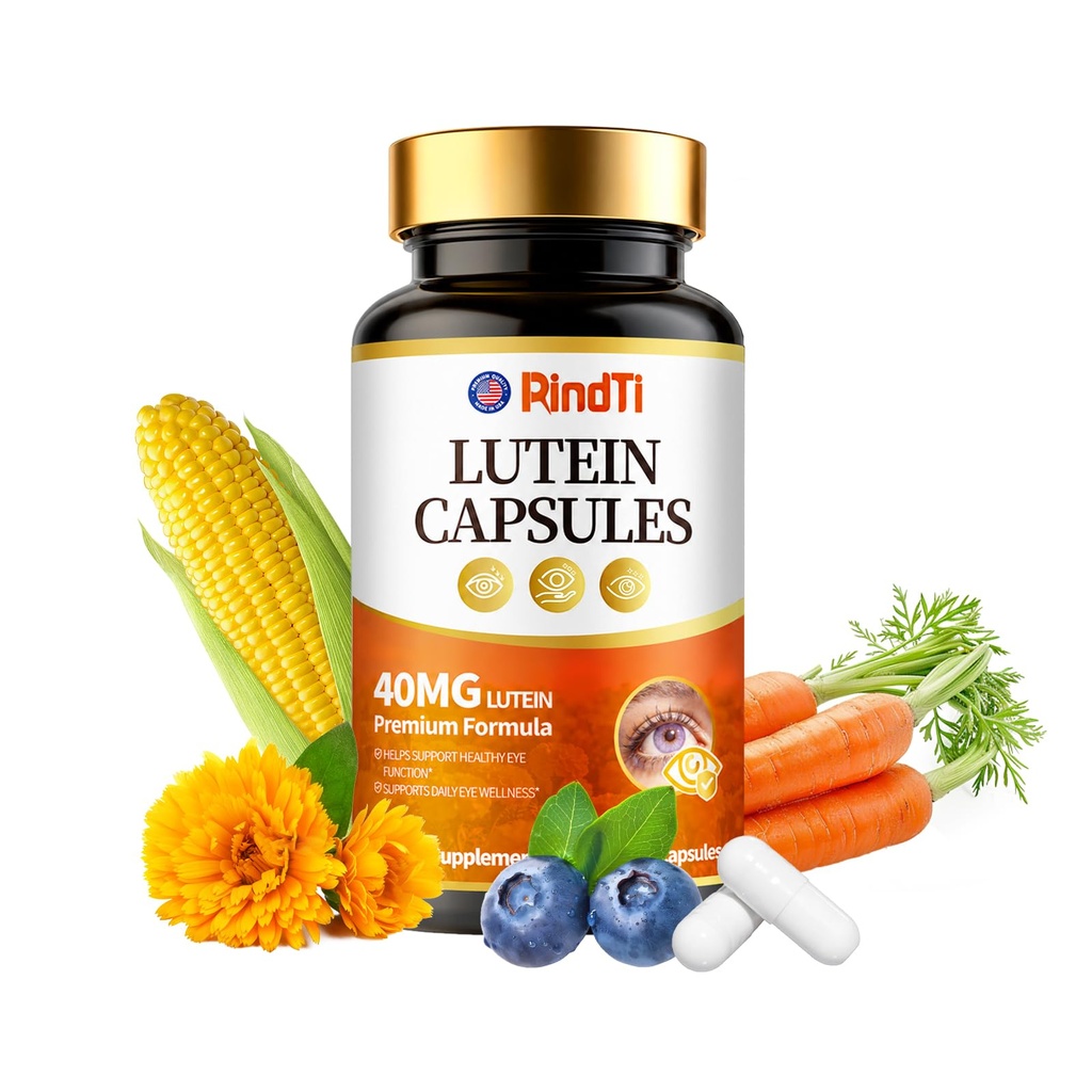 Lutein 40mg Zeaxanthin Bilberry Eye Vitamins, 120ct | Marigold extract supports macular health, reduces screen time eye fatigue, daily eye wellness, 30-day supply