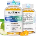 Methylfolate Gummies, L-Methylfolate & Methyl B12, Active Folate Supplement | For Kids & Adults, Bioactive Vitamin B9 & Vitamin B12 Supplement, Gluten Free, Non-GMO, 60CT
