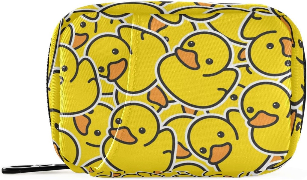 Pill Box Yellow Duck Cartoon 7 Day Pill Case Travel Pill Organizer Bag with Zipper Portable Weekly Vitamin Medicine Supplement Holder Pouch Bag