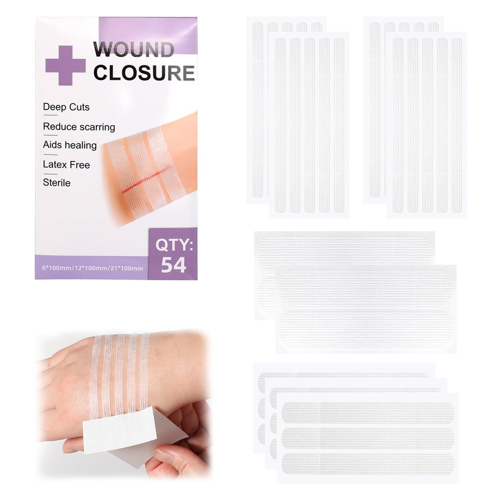 Sterile Strip 54 Strips Skin Wound Closure Strips Adhesive Wound Closure for Closing Minor Cuts Wounds