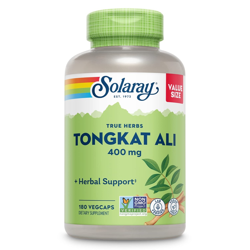 SOLARAY Tongkat Ali 400 mg - Longjack Tongkat Ali για άνδρες - βοτανική υποστήριξη για την υγεία και τη ζωτικότητα των ανδρών - Vegan, μη ΓΤΟ, Εργαστήριο Επαληθευμένο - 180 εξυπηρετήσεις, 180 VegCaps