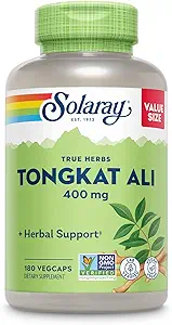SOLARAY Tongkat Ali 400 mg - Longjack Tongkat Ali για άνδρες - βοτανική υποστήριξη για την υγεία και τη ζωτικότητα των ανδρών - Vegan, μη ΓΤΟ, Εργαστήριο Επαληθευμένο - 180 εξυπηρετήσεις, 180 VegCaps