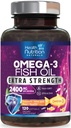 Ωμέγα 3 Fish Oil 2400 mg - τριπλή δύναμη Ωμέγα3, EPA & DHA λιπαρά οξέα συμπλήρωμα - Φυσική υποστήριξη για το ανοσοποιητικό, καρδιά & εγκέφαλο υγεία - άγρια πιασμένο, μη-GMO, άρωμα λεμόνι, Burpless - 120 Softgels