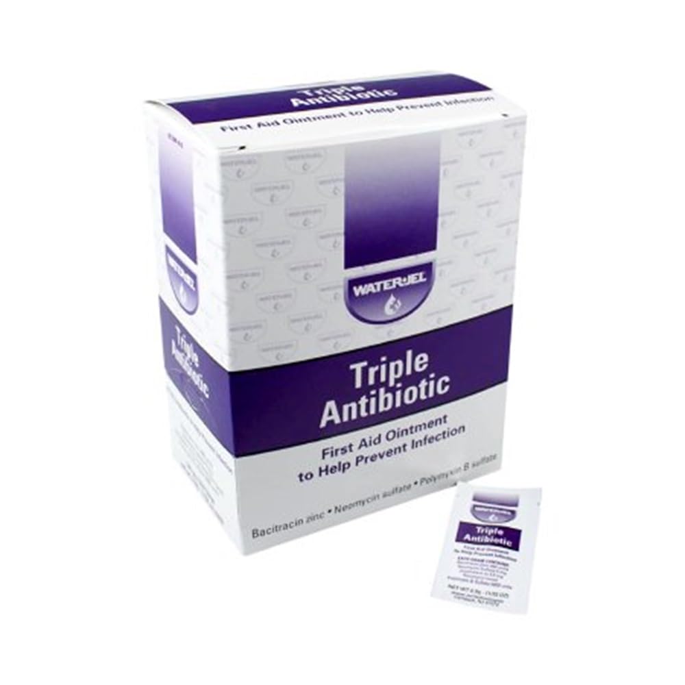 Water-Jel WJTA1728.000.000 Triple Antibiotic First Aid Ointment, Rectangular Packet Shape, 0.9 g, Light Gray (Pack of 144)