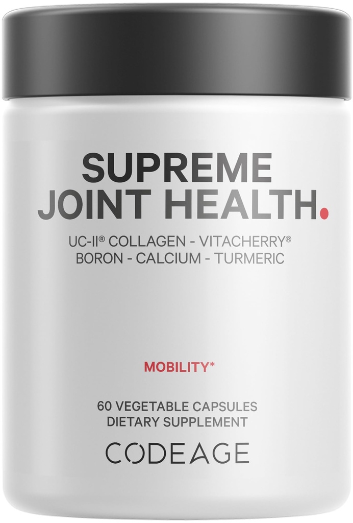 Codeage Supreme Joint Health, UC-II Κάψουλες κολλαγόνου τύπου II, VitaCherry Sport Cherries, Boron, Calcium Fructoborate, Hyaluronic Acid, Turmeric, Bromelain & Boswellia Supplement, Non-GMO, 60 Count