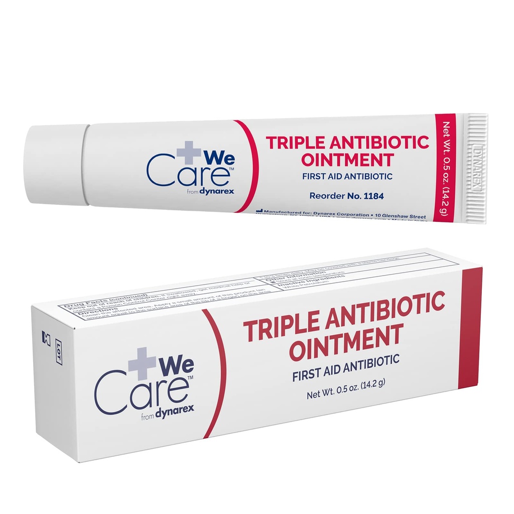 Dynarex Triple Antibiotic Ointment, Topical Antibiotic Cream Used for Minor Wounds, Convenient First Aid Ointment 0.5 oz. Tube, 1 Tube