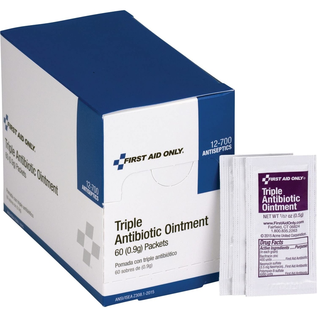 First Aid Only, Inc 12700 Triple Antibiotic Ointment, 0.5 g Packet, 60/Box