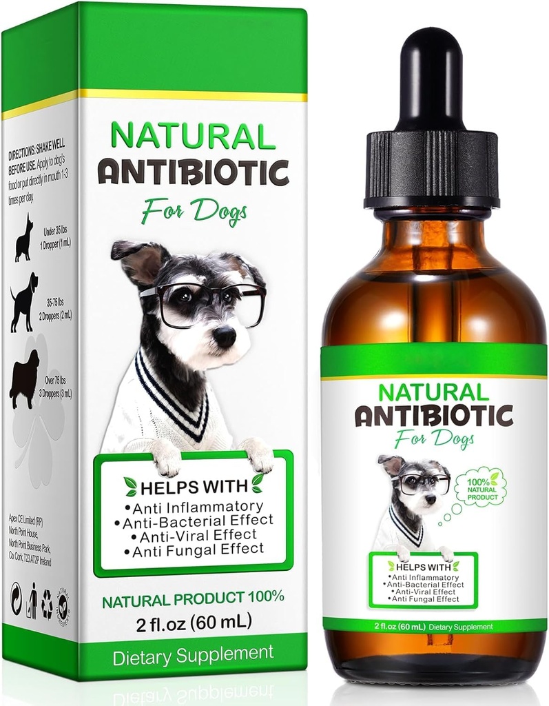 Natural Antibiotics for Dogs, Pet Supplements, 2 Fl Oz / 1 Pack Dogs Multivitamin, Dog Antibiotic, Supports Dog Allergy Itch Relief, Bacon Flavor