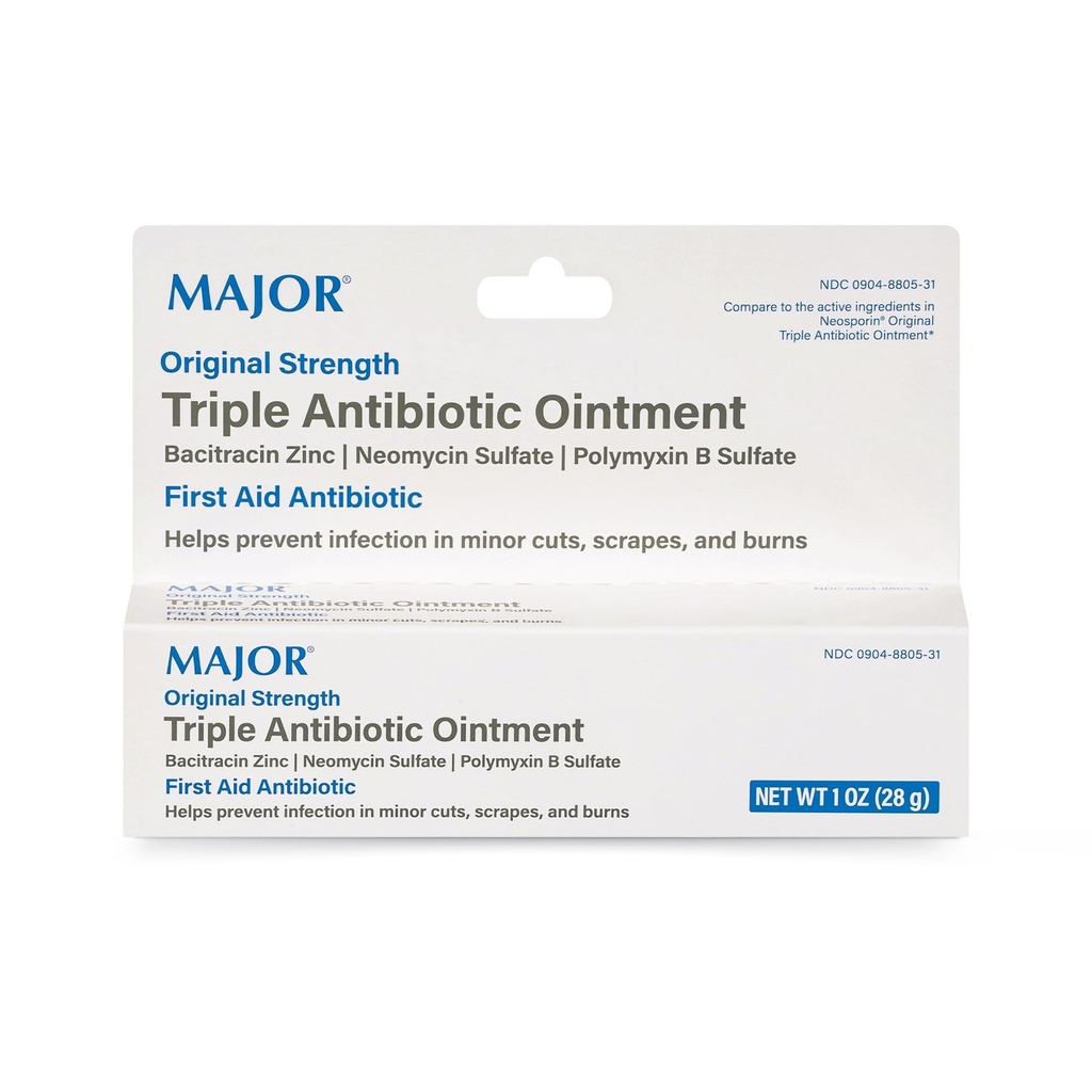 MAJOR Triple Antibiotic Ointment, Original Strength Formula, 1 Oz Tube | First Aid Antibiotic for Infection Prevention in Scrapes, Cuts, and Burns, For External Use Only