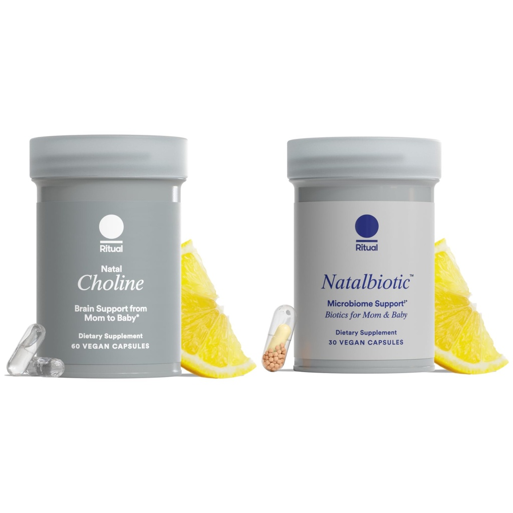 Ritual Natal Choline and Prenatal Probiotics - Support Microbiome, Digestive, and Vaginal Health - Baby's Cognitive Function and Immune Health - Vegan - 30 Servings
