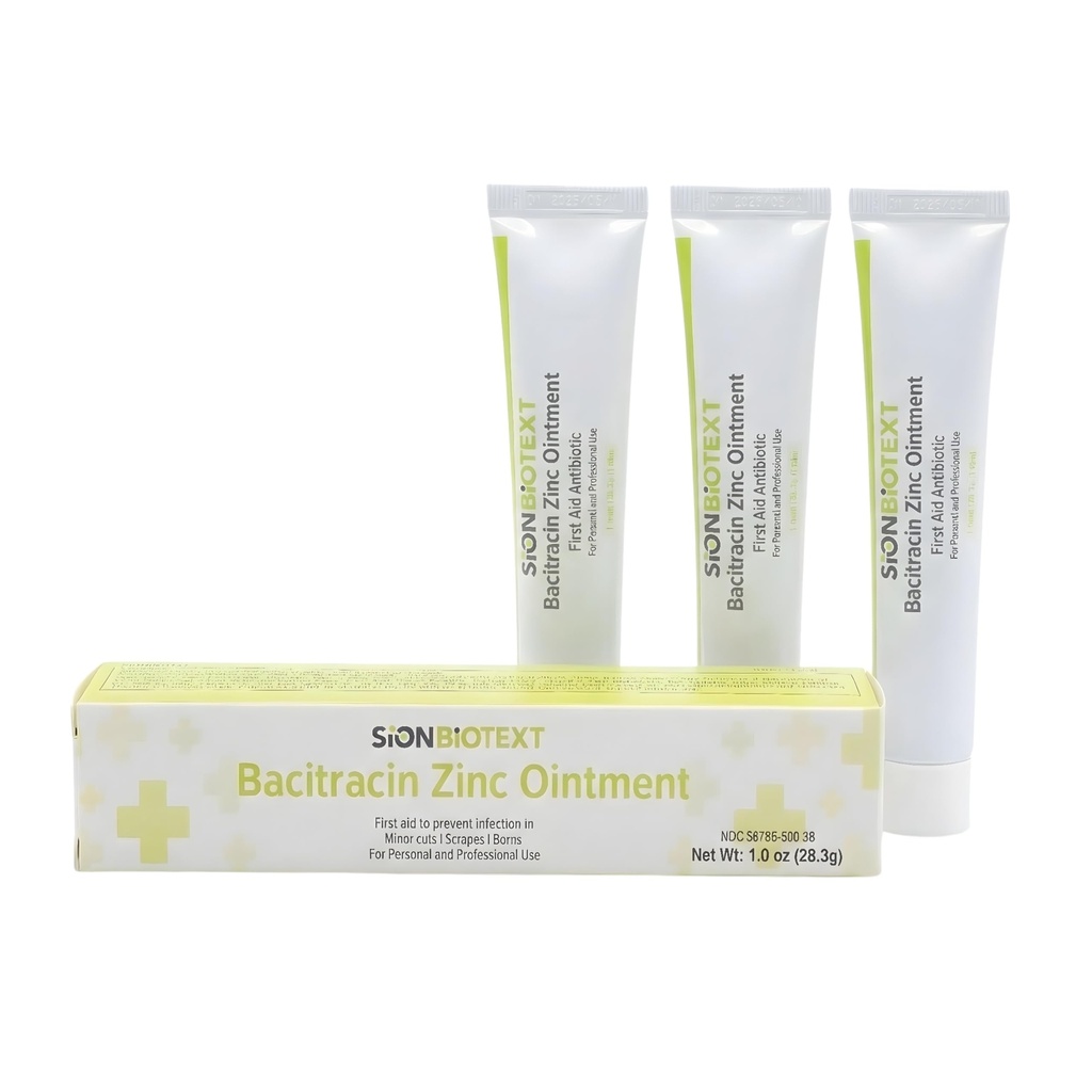 Bacitracin Zinc Ointment, 3 Pack (3 x 1 oz per Tube), First Aid Antibiotic, First Aid to Prevent Infection in Minor Cuts, Scrapes & Burns, Topical Ointment