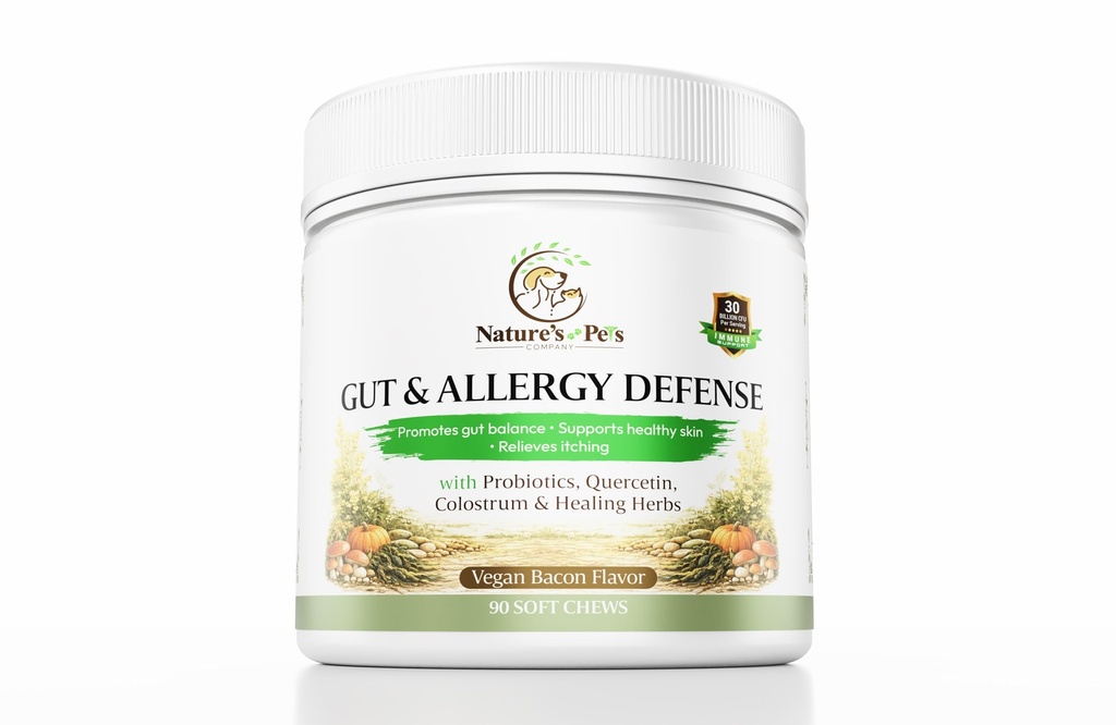 30 Billion CFU PROBIOTICS- One a Day Gut & Allergy Defense for Dogs with PREBIOTICS, QUERCETIN, Colostrum, Turmeric, Mushrooms - Itchy Skin, Allergy & Digestive Support - 90 Chews - Made in USA