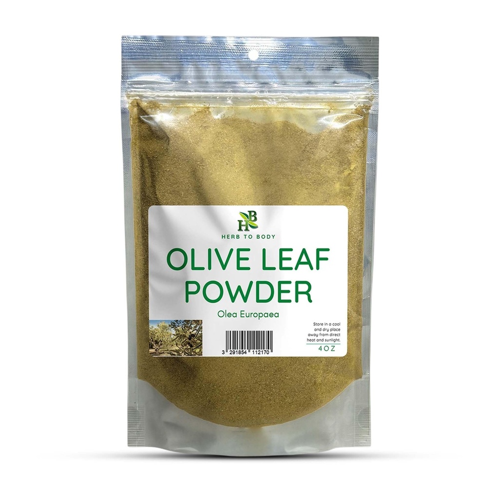 Herb To Body Olive Leaf Powder - 4 oz, Wildcrafted Olive Leaves for Antioxidant Support, Olive Leaf Tea and Herbal Wellness Blends