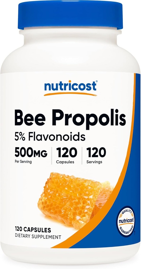 Nutricost Bee Propolis Συμπλήρωμα w/ 5% Φλαβονοειδή (500mg / 120 Κάψουλες)
