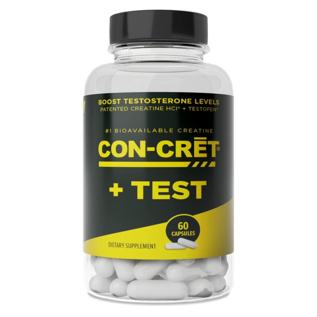 CON-CRET®+ Test, CON-CRET® πατενταρισμένο HCl τώρα με Testofen®, Boost Τεστοστερόνη επίπεδα, 60 κάψουλες