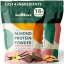 wellious Almond Protein Powder 3-pk (Vanilla, Chocolate, Unflavored) - 18 Grams of Pure Healthiest Vegan Protein Powder - Gluten-Free, Soy-Free Gut Friendly Protein for Sports Nutrition