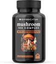 Organic Mushroom Complex Supplement with Ashwagandha. Lion’s Mane, Reishi, Cordyceps, Chaga, Turkey Tail & More - Focus, Energy, and Brain Booster (90 Count)