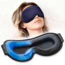 3D Cooling Gel 6oz Weighted Eye Mask for Sleeping & Screen Fatigue Relief, Ice Cold Compress Sleep Mask for Migraines, Headaches & Eye Strain, 100% Blocking Contour Eye Mask for Better Rest, Blue