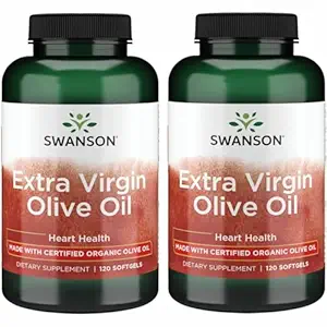 Σουάνσον Extra Virgin Olive Oil - Φυσικό συμπλήρωμα Υποστηρίζοντας Καρδιαγγειακή Υγεία w/Essential Λιπαρά Οξέα - Made w/Organic Ψυχρό-Pressed Olive Fruit - (120 Softgels, 1g Κάθε) 2 Pack